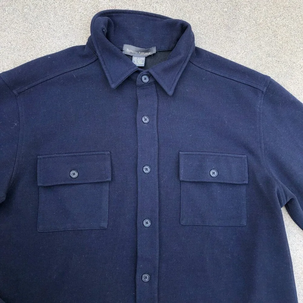 VTG BANANA REPUBLIC Button Down Jacket LARGE Men's Blue Military Pockets​​